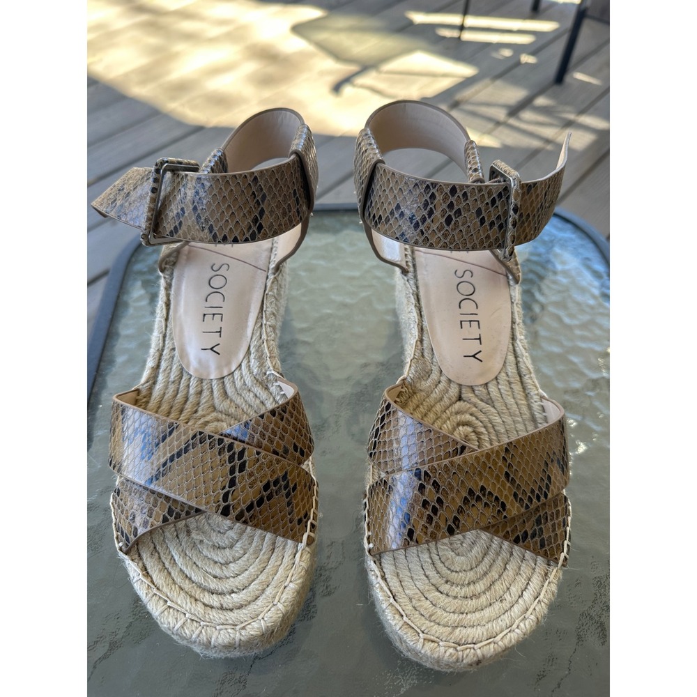 Snakeskin Espadrille Wedge Sandals Sole Society Audrina Brown Womens 9M Platform